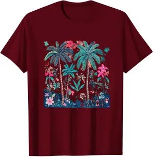 Hawaiian Shirts for Women Palm Trees Graphic Tees Summer Beach Vacation Tops Casual Cotton Short Sleeve T-Shirt
