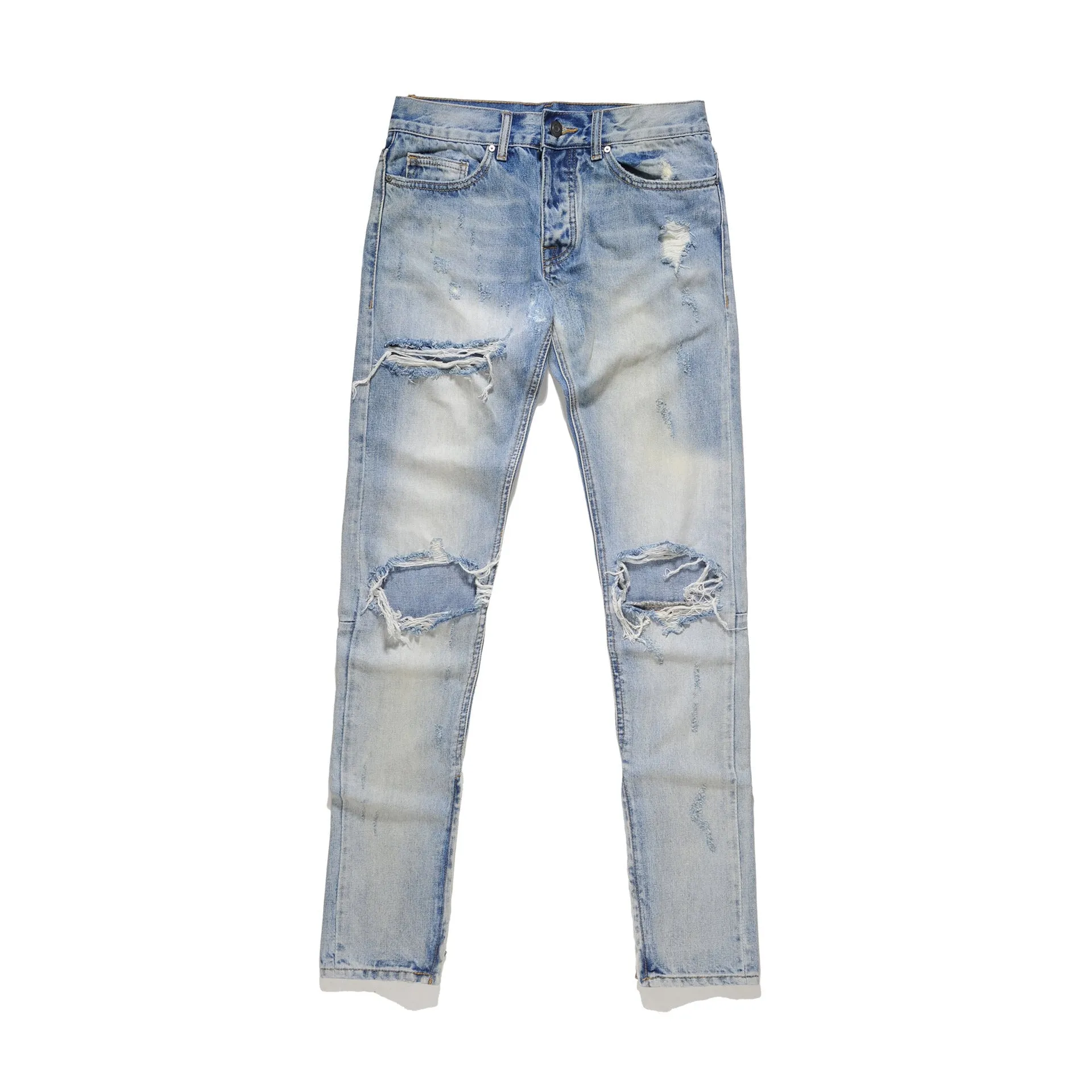 High Street Country Tide Brand Knee Destruction Men's Trendy Edison Edison Shawn Shawn The Same Slim Fit Jeans