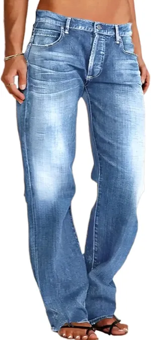 High Waisted Jeans for Women 2024 Loose Distressed Ripped Stretchy Straight Leg Boyfriend Denim Pants