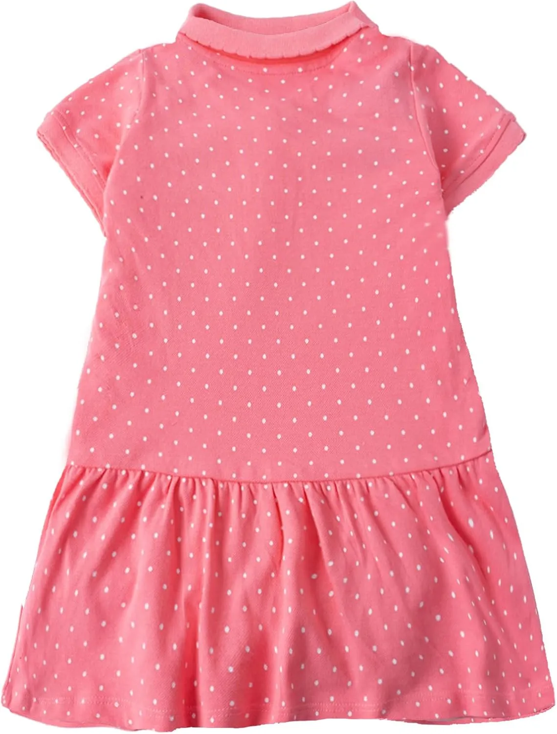 HILEELANG Girl Easter Polo Dress Short Sleeve Cotton Casual Button Closure School Playwear Ruffle Dresses