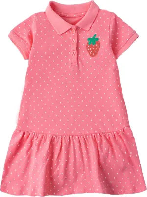 HILEELANG Girl Easter Polo Dress Short Sleeve Cotton Casual Button Closure School Playwear Ruffle Dresses