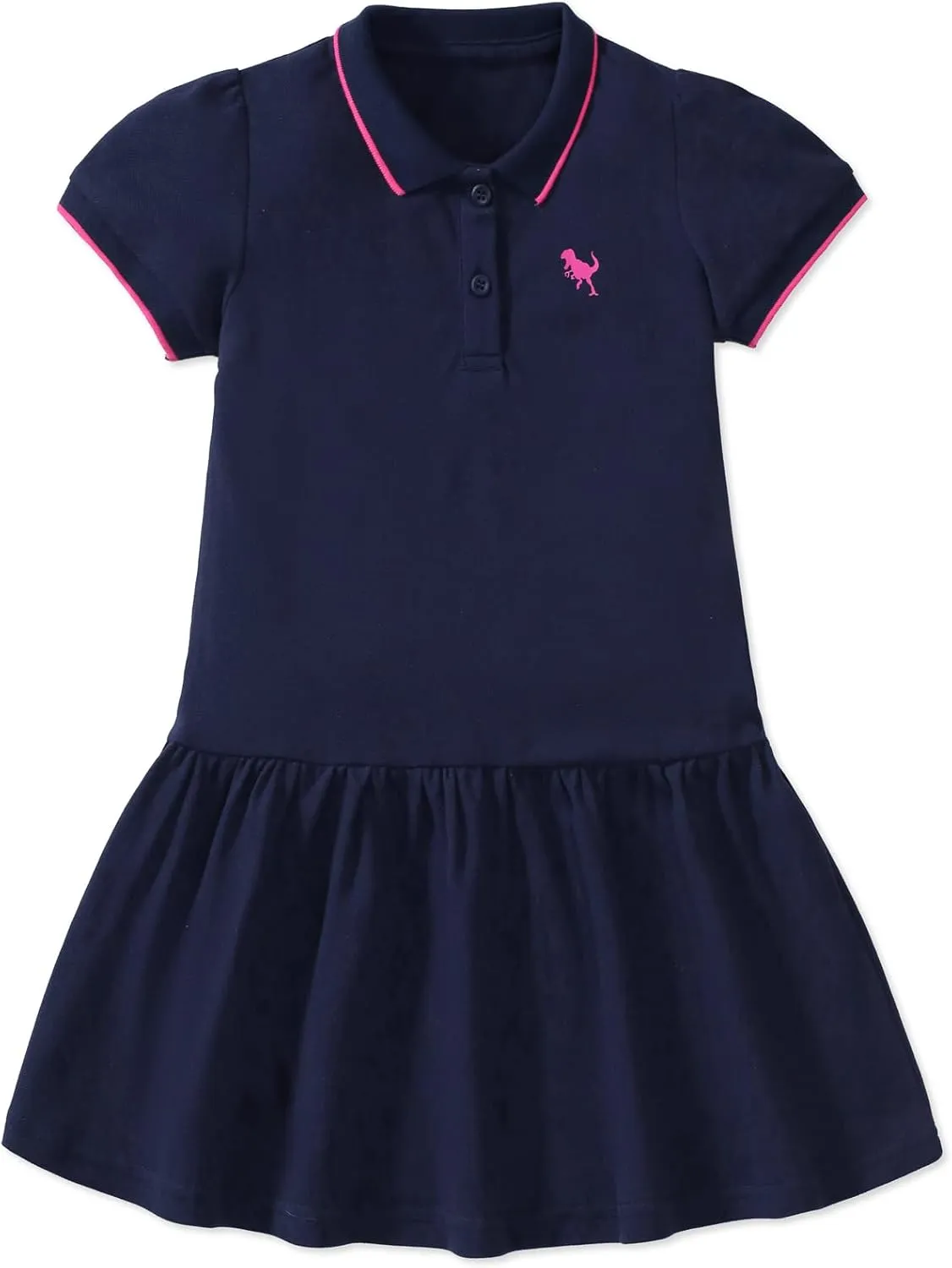 HILEELANG Girl Easter Polo Dress Short Sleeve Cotton Casual Button Closure School Playwear Ruffle Dresses
