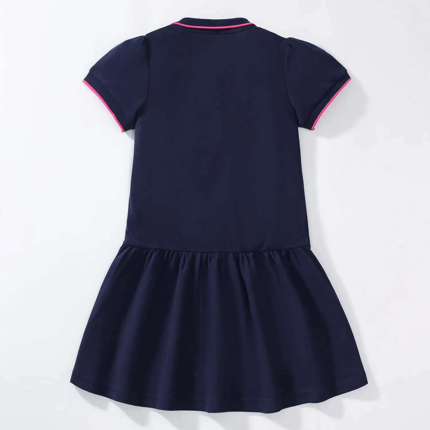 HILEELANG Girl Easter Polo Dress Short Sleeve Cotton Casual Button Closure School Playwear Ruffle Dresses