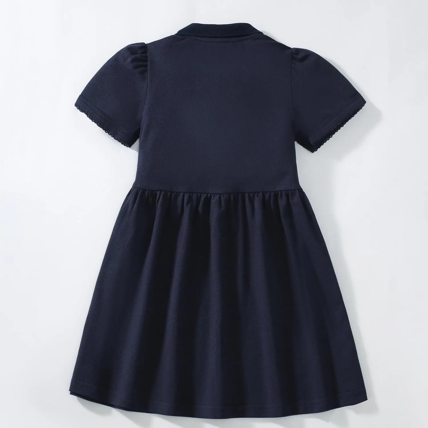 HILEELANG Girl Easter Polo Dress Short Sleeve Cotton Casual Button Closure School Playwear Ruffle Dresses