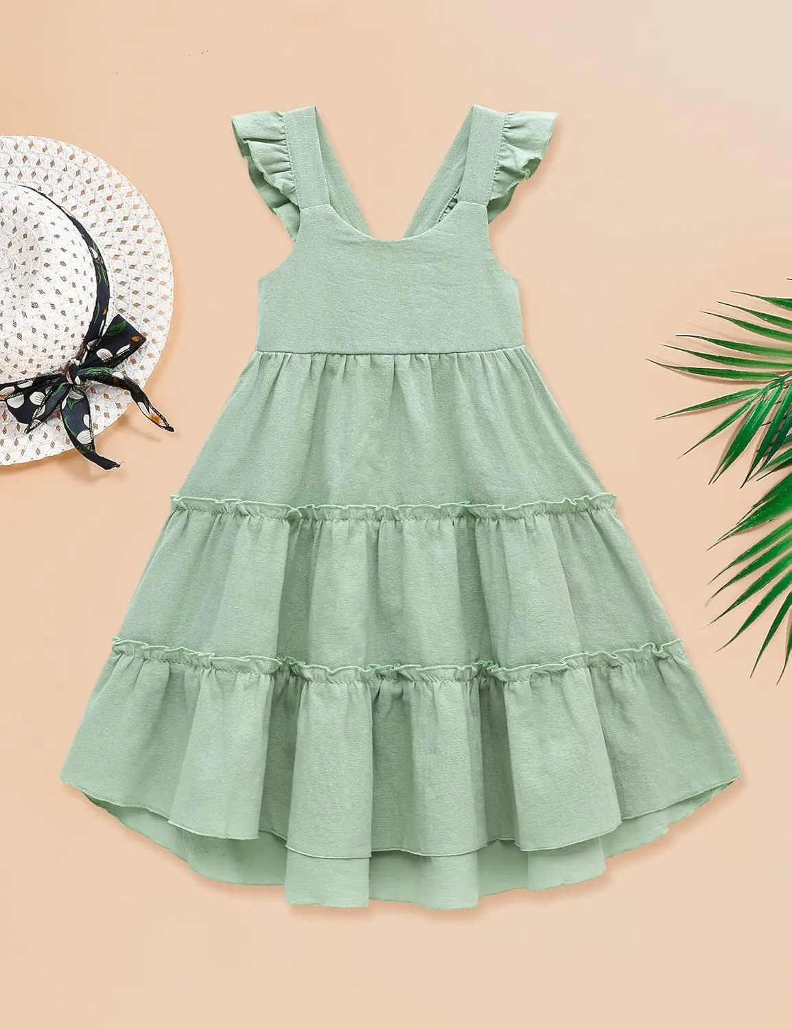 Hipea Toddler Baby Girls' Dresses Outfits Sleeveless Backless Colour Block Dress Kids Casual Beach Dresses