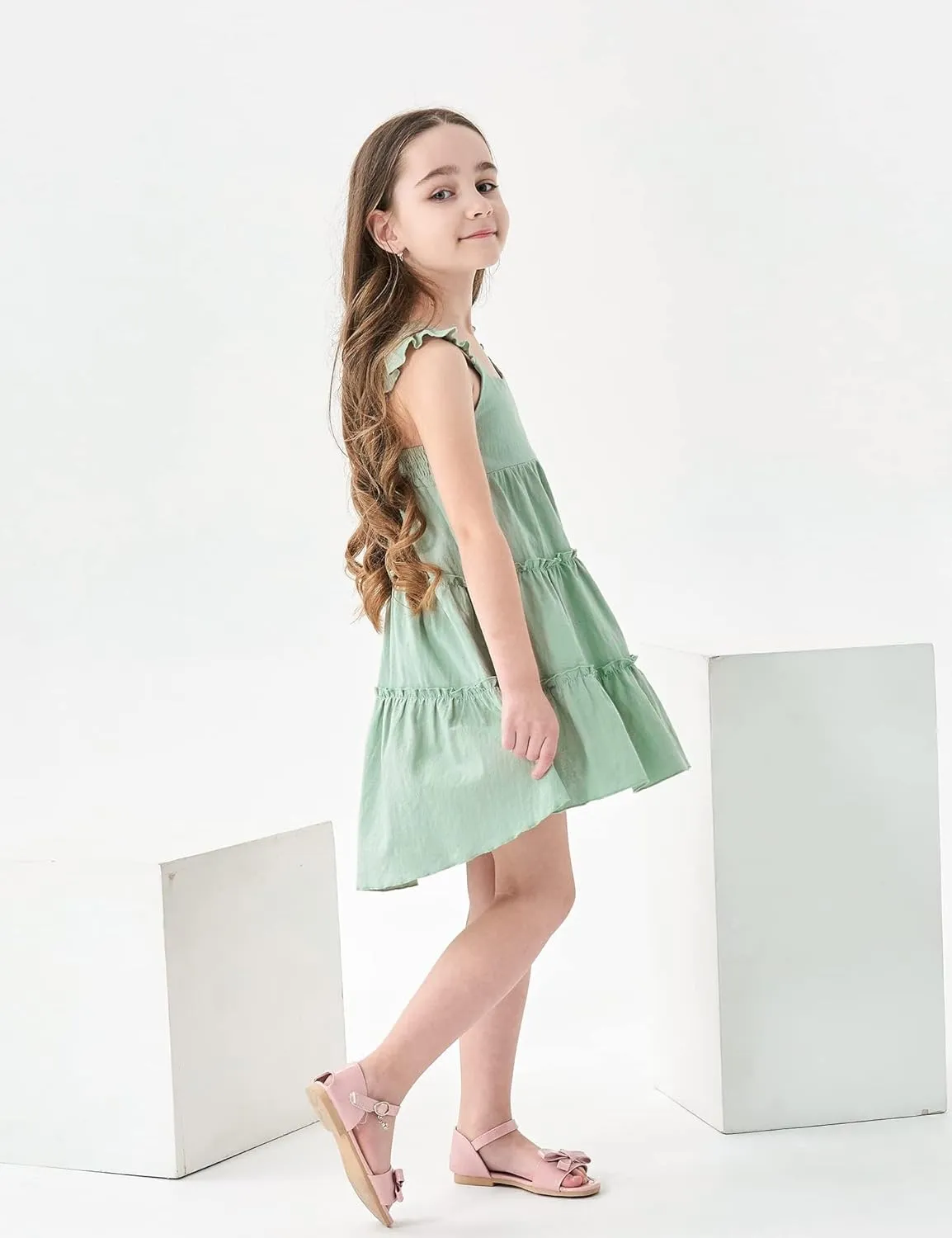 Hipea Toddler Baby Girls' Dresses Outfits Sleeveless Backless Colour Block Dress Kids Casual Beach Dresses