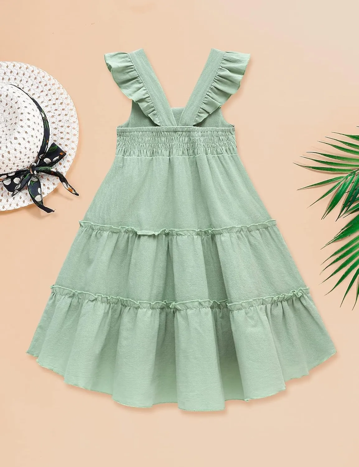 Hipea Toddler Baby Girls' Dresses Outfits Sleeveless Backless Colour Block Dress Kids Casual Beach Dresses