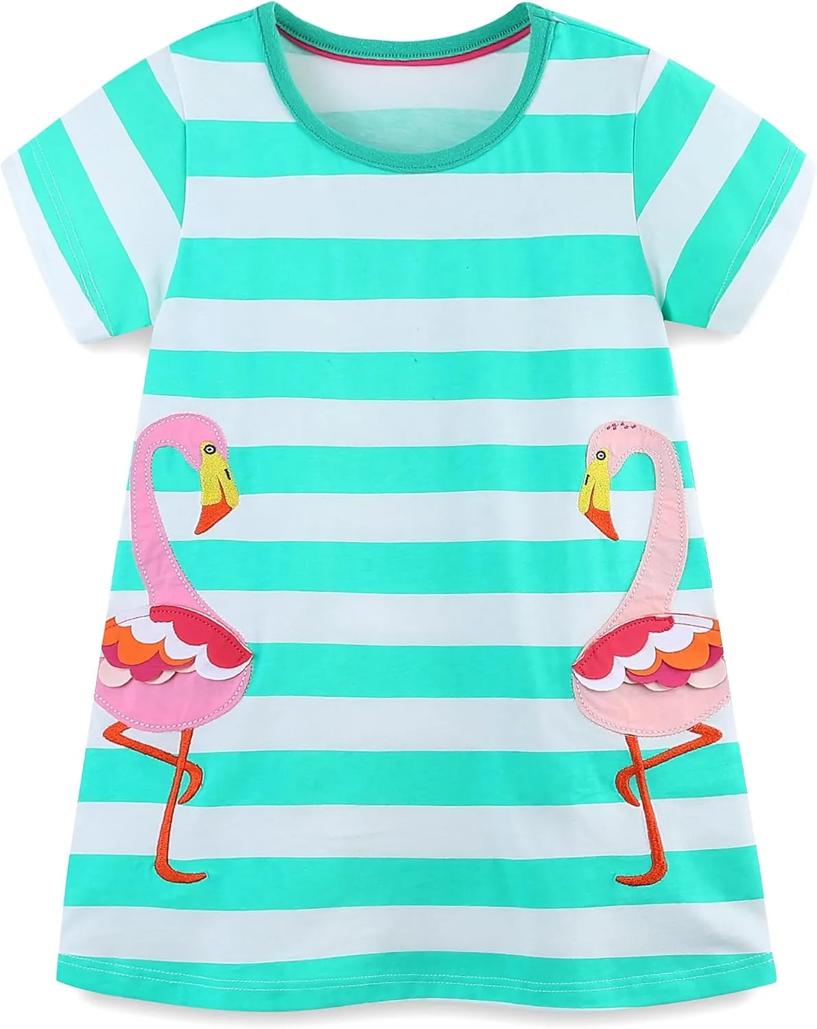 Hongshilian Toddler Girls Cotton Casual Dress Summer Playwear Short Sleeve Shirt Dresses