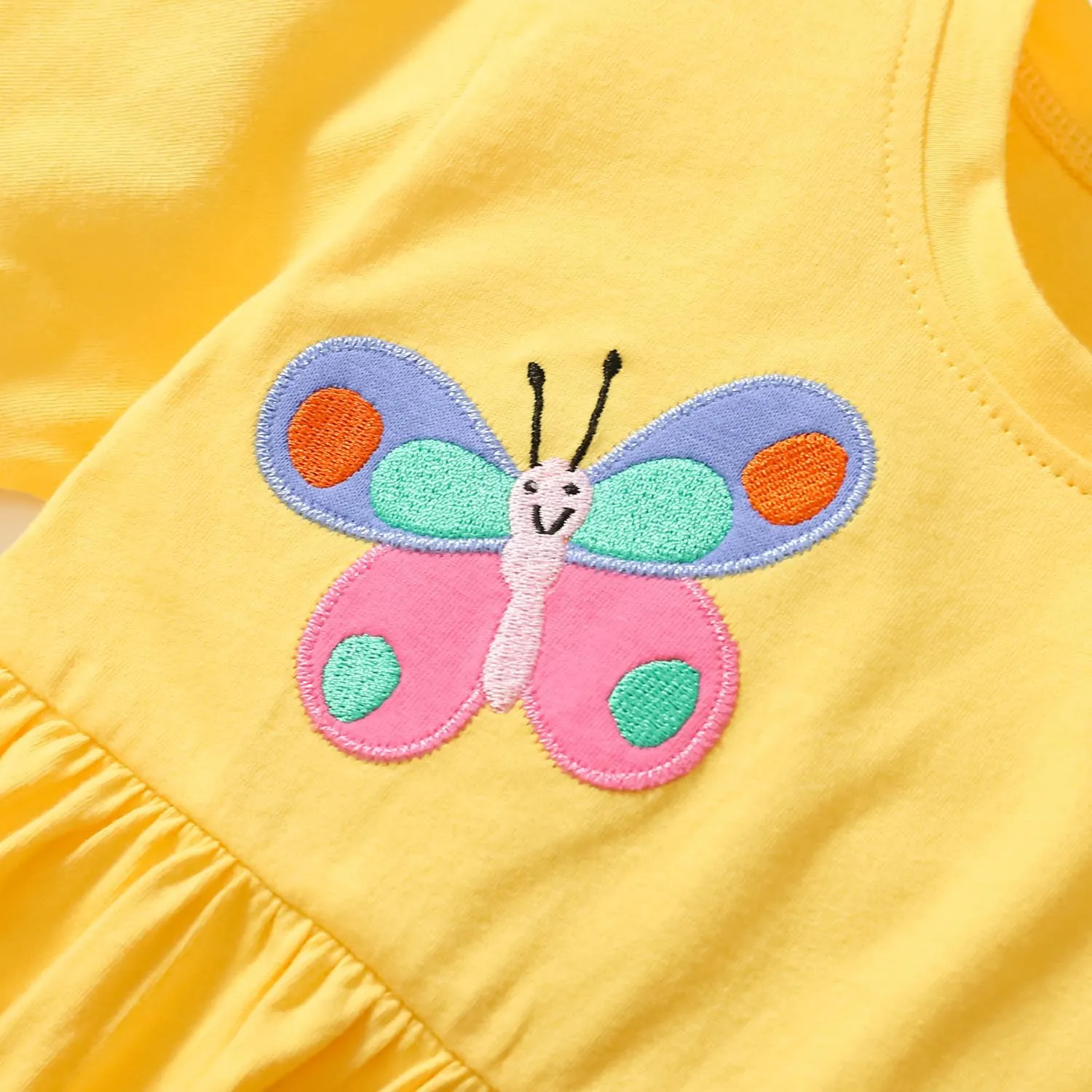 Hongshilian Toddler Girls Cotton Casual Dress Summer Playwear Short Sleeve Shirt Dresses