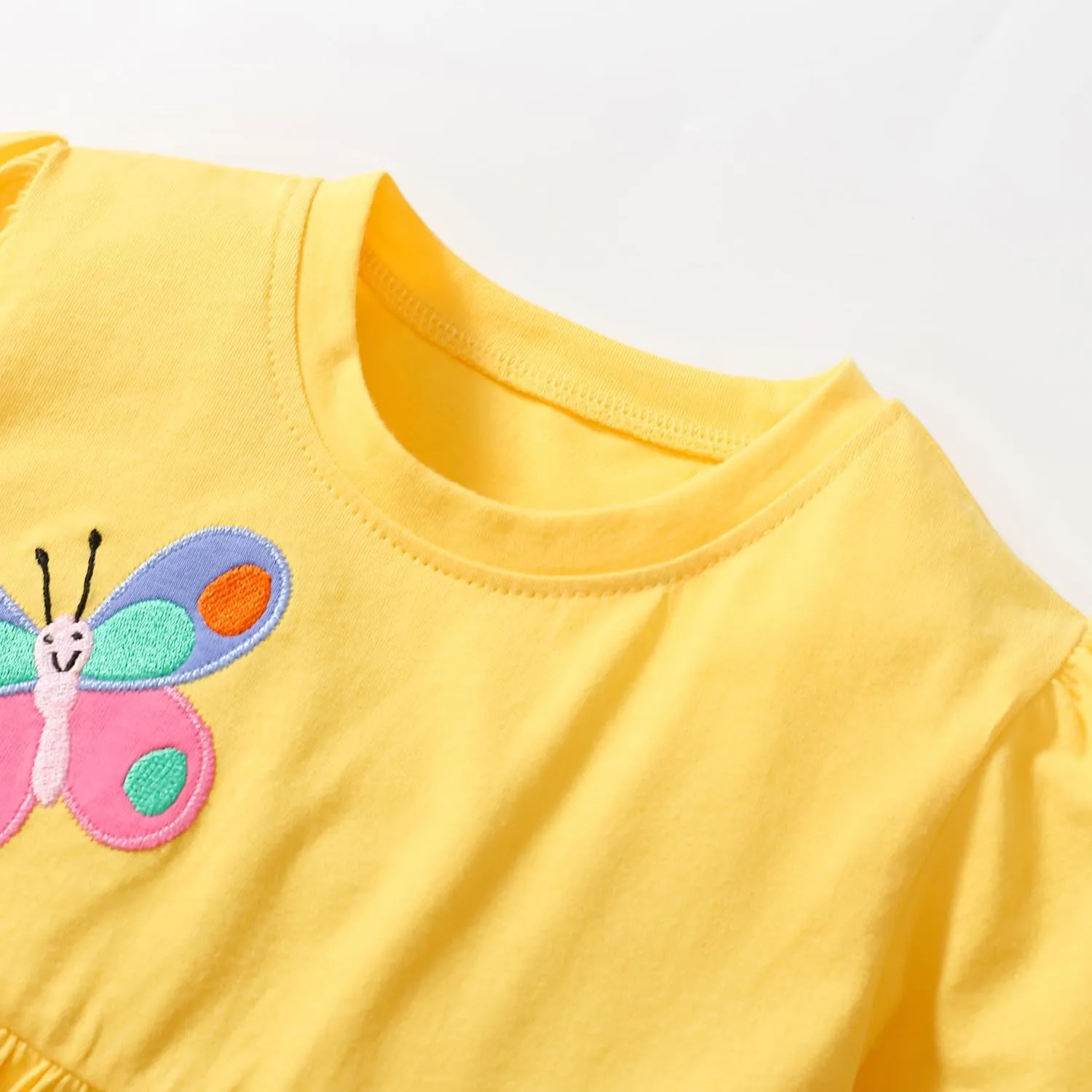 Hongshilian Toddler Girls Cotton Casual Dress Summer Playwear Short Sleeve Shirt Dresses
