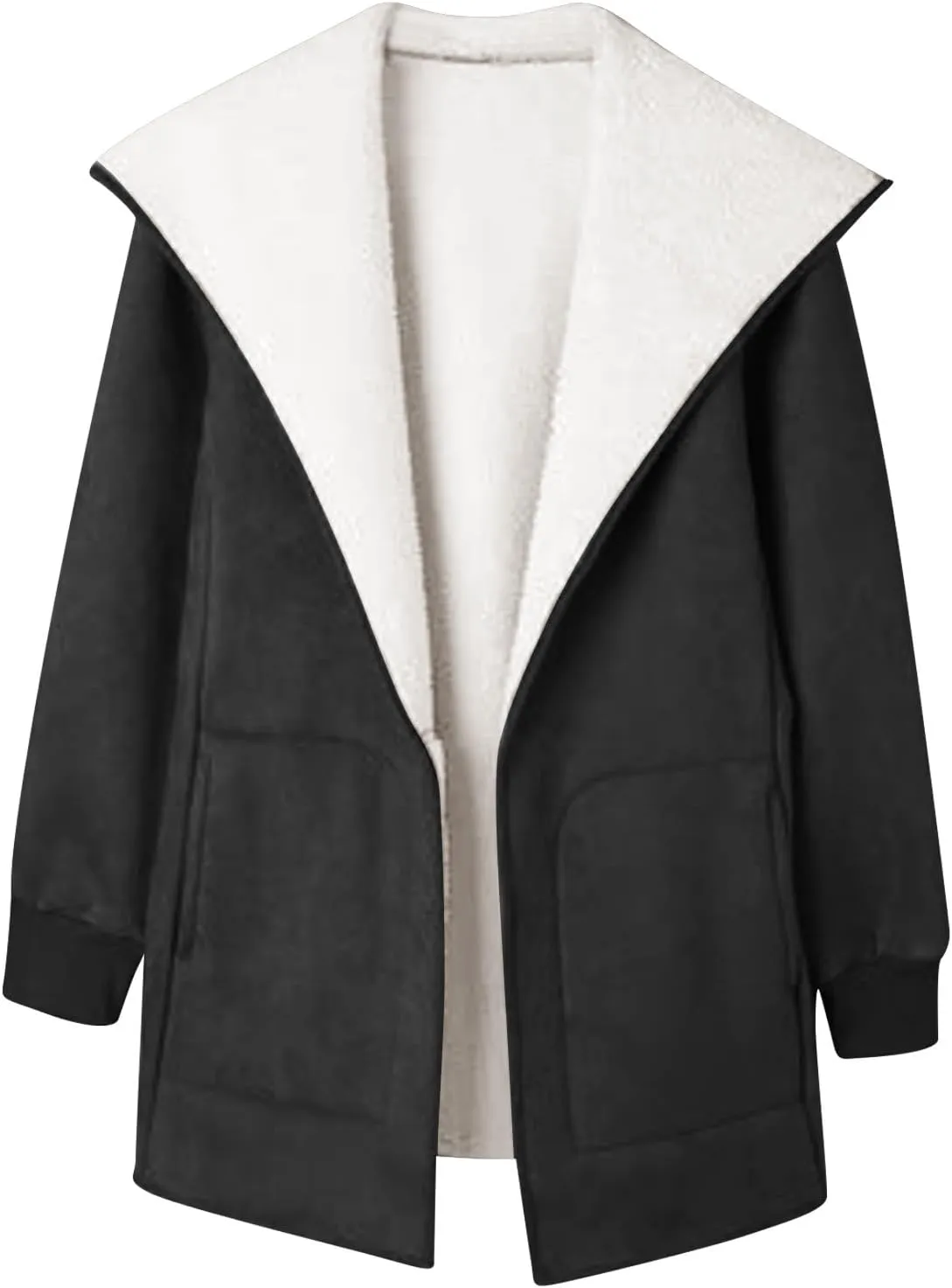 Hoodie Long Jackets for Women Reversible Puffer Coats Sherpa Fleece Lined Full Zip Winter Down Outerwear with Pockets