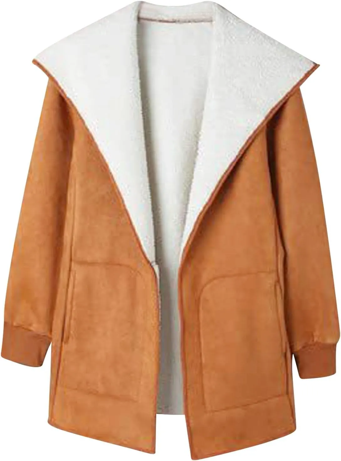 Hoodie Long Jackets for Women Reversible Puffer Coats Sherpa Fleece Lined Full Zip Winter Down Outerwear with Pockets