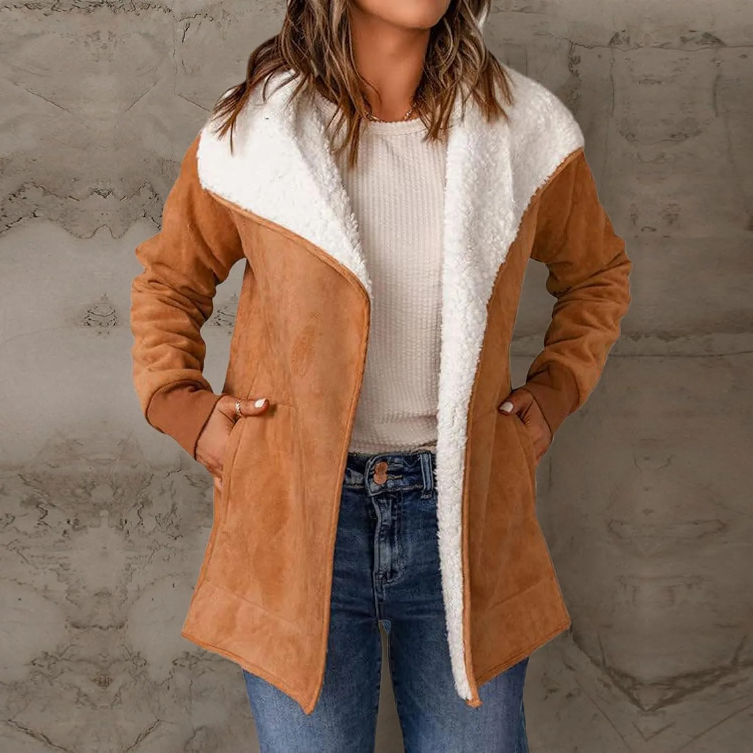 Hoodie Long Jackets for Women Reversible Puffer Coats Sherpa Fleece Lined Full Zip Winter Down Outerwear with Pockets