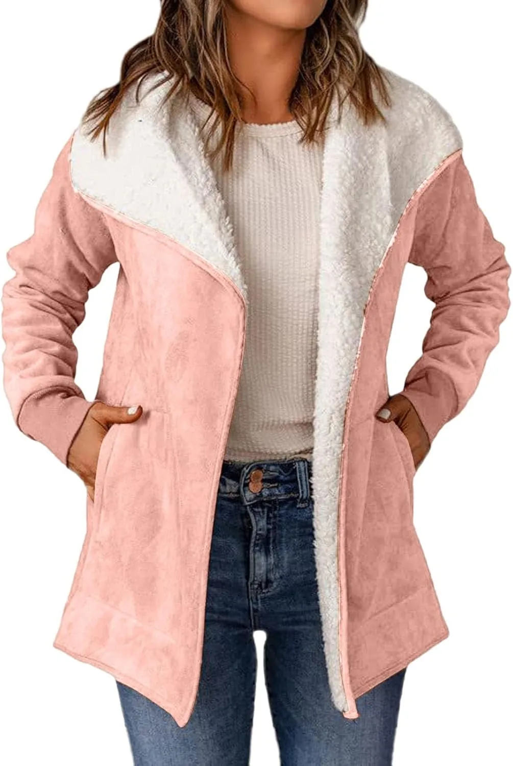 Hoodie Long Jackets for Women Reversible Puffer Coats Sherpa Fleece Lined Full Zip Winter Down Outerwear with Pockets
