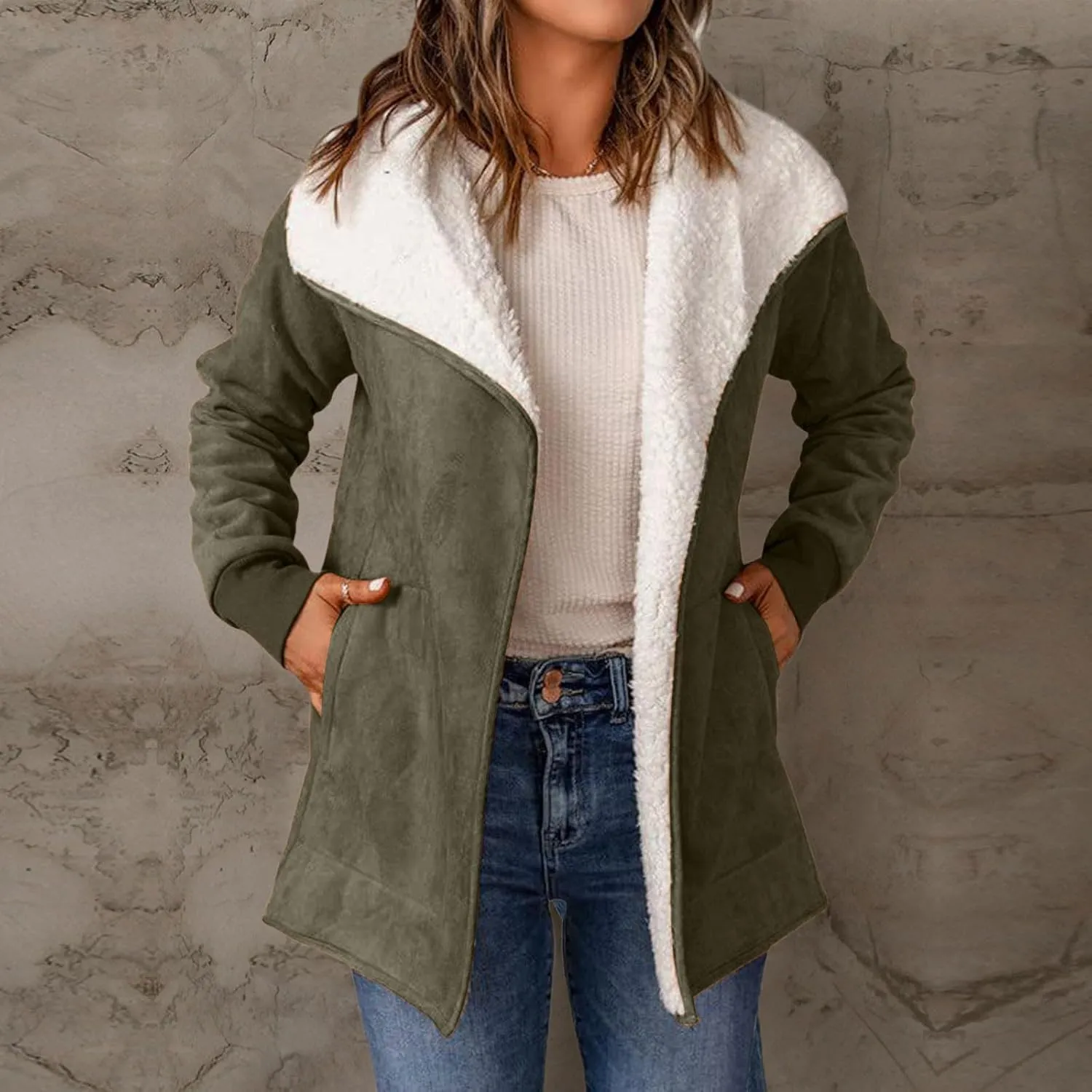 Hoodie Long Jackets for Women Reversible Puffer Coats Sherpa Fleece Lined Full Zip Winter Down Outerwear with Pockets