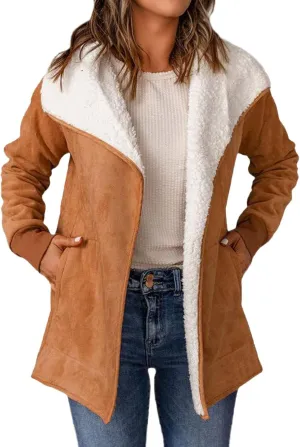 Hoodie Long Jackets for Women Reversible Puffer Coats Sherpa Fleece Lined Full Zip Winter Down Outerwear with Pockets