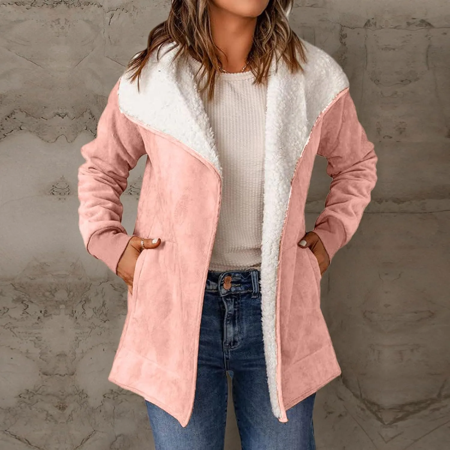 Hoodie Long Jackets for Women Reversible Puffer Coats Sherpa Fleece Lined Full Zip Winter Down Outerwear with Pockets