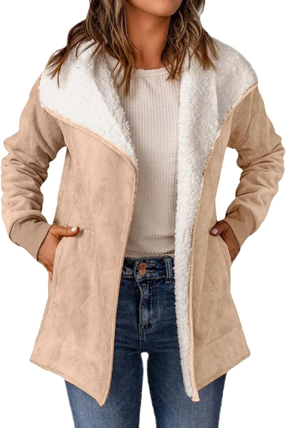 Hoodie Long Jackets for Women Reversible Puffer Coats Sherpa Fleece Lined Full Zip Winter Down Outerwear with Pockets