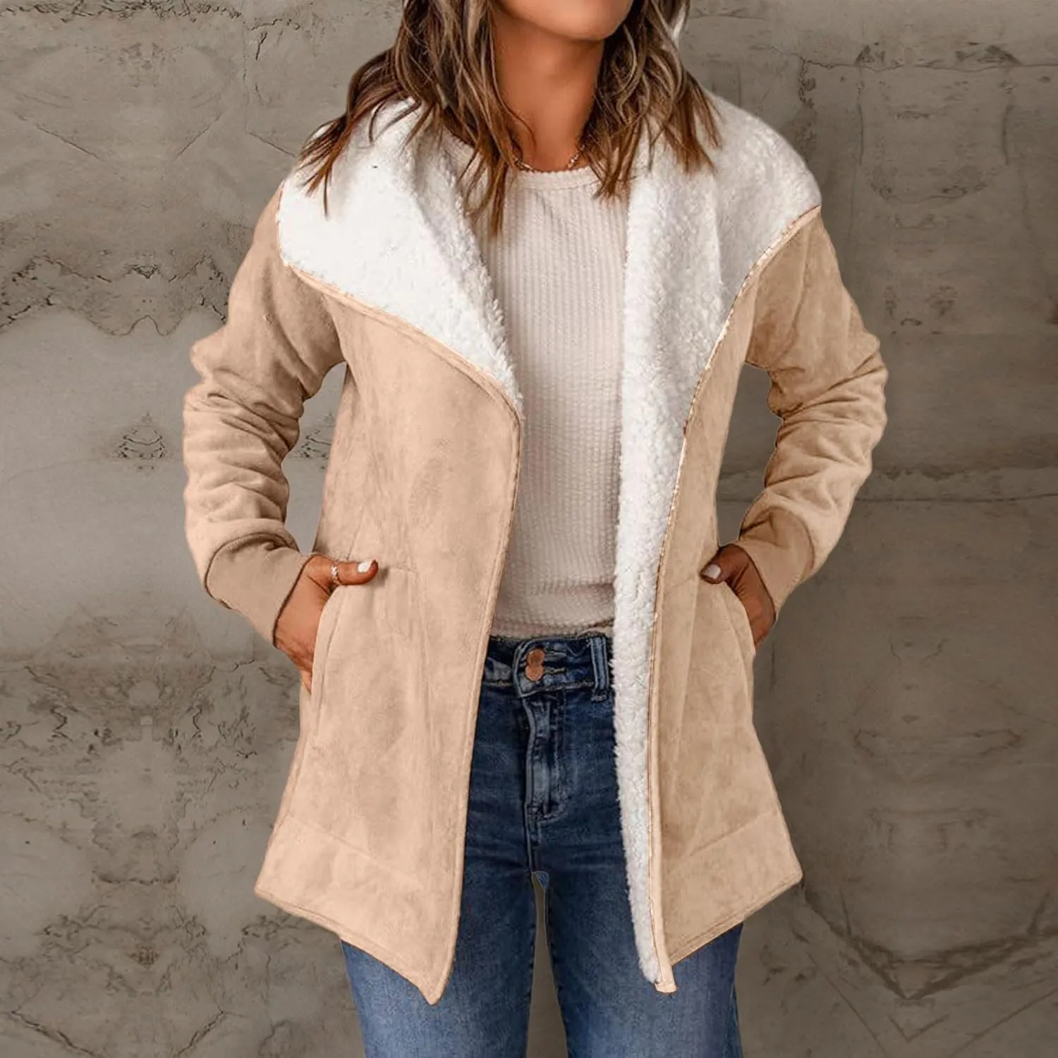 Hoodie Long Jackets for Women Reversible Puffer Coats Sherpa Fleece Lined Full Zip Winter Down Outerwear with Pockets