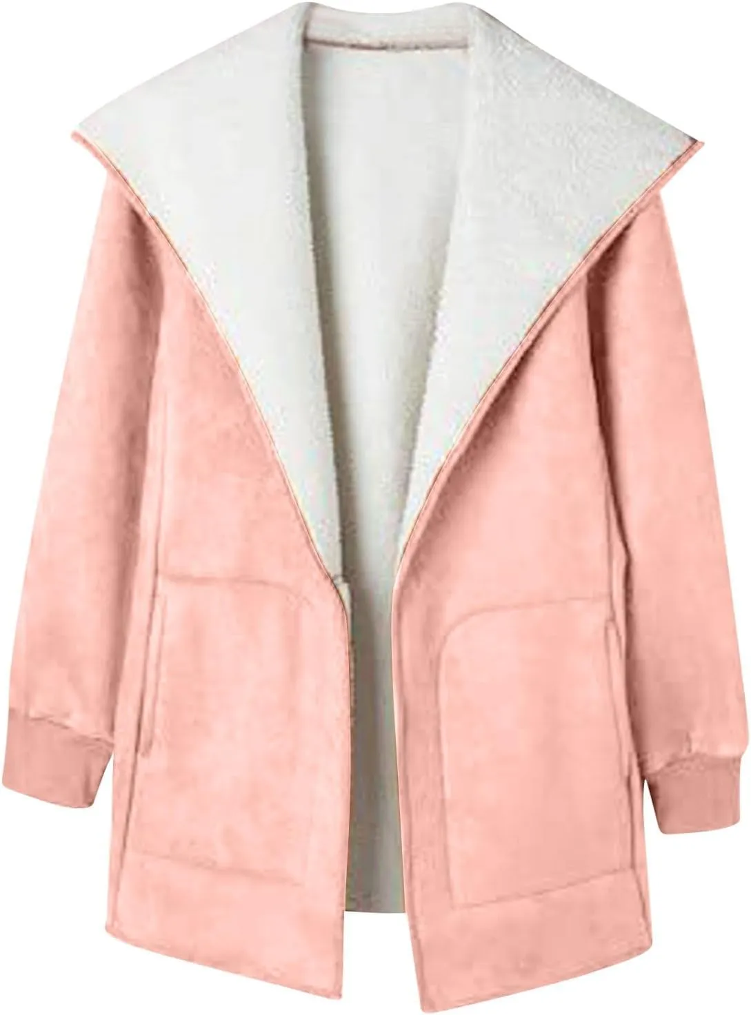 Hoodie Long Jackets for Women Reversible Puffer Coats Sherpa Fleece Lined Full Zip Winter Down Outerwear with Pockets