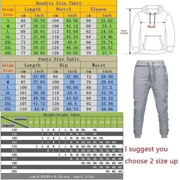 Hoodie Pullover Men Tracksuit Set Sports Wear