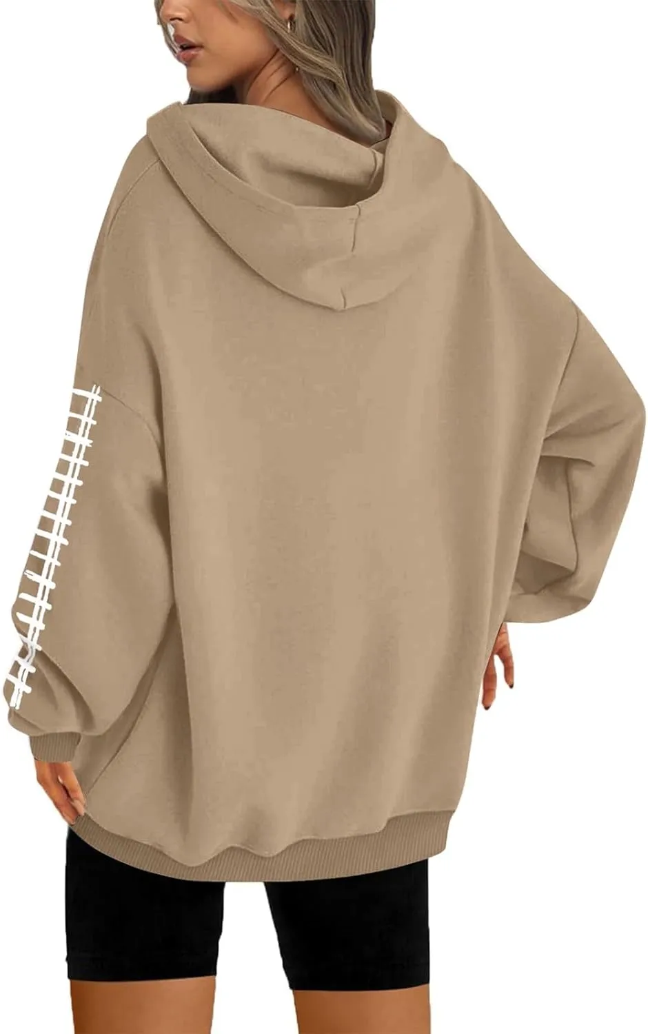 Hoodies for Women Long Sleeve Rugby Print Hoodie Game Day Football Mom Graphic Hooded Sweatshirt Casual Pullover Tops