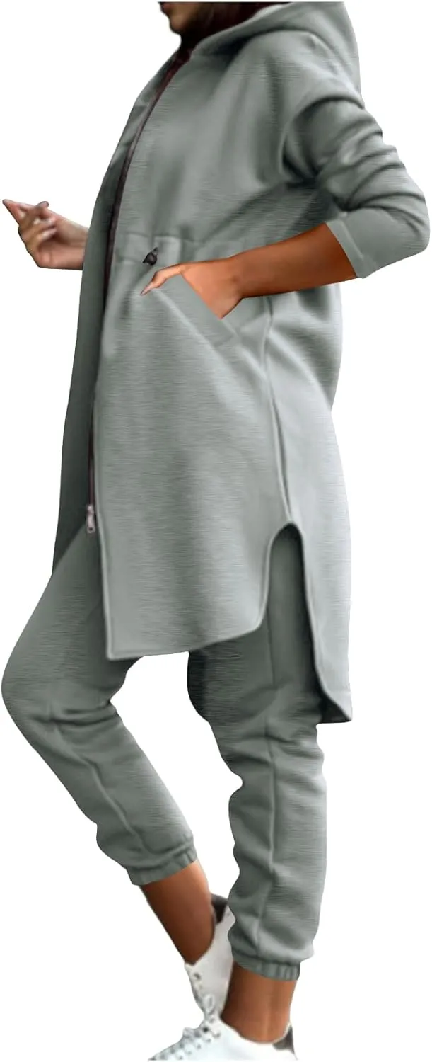 Hvyesh Sweat Set Winter Outfits for Women 2025 Womens Jogger Sets 2 Piece Fleece Lined Sweatpants Set Warm Clothes Two Piece