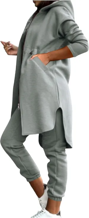 Hvyesh Sweat Set Winter Outfits for Women 2025 Womens Jogger Sets 2 Piece Fleece Lined Sweatpants Set Warm Clothes Two Piece