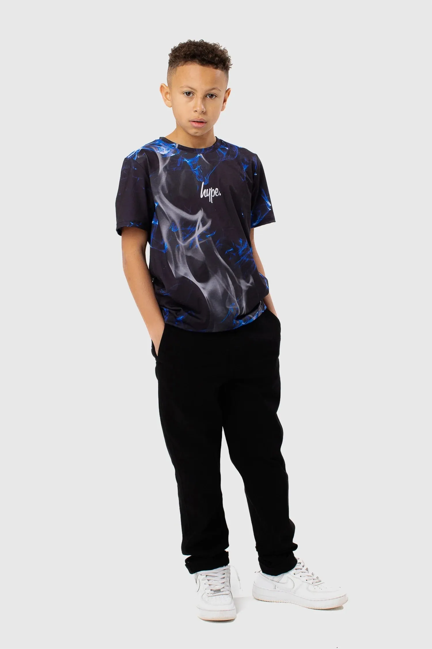 Hype Black Blue Flame T-Shirt Zuao-593