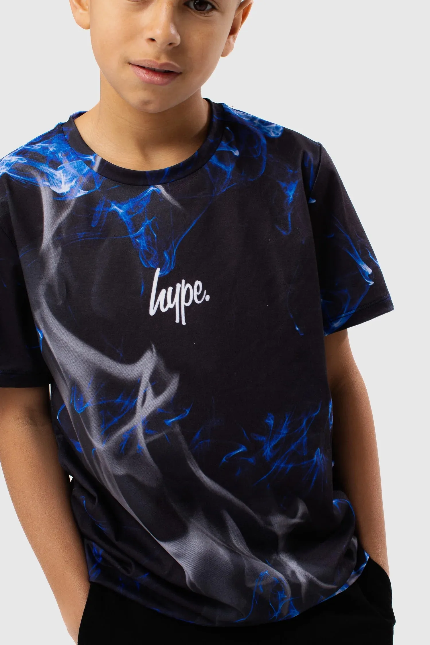 Hype Black Blue Flame T-Shirt Zuao-593