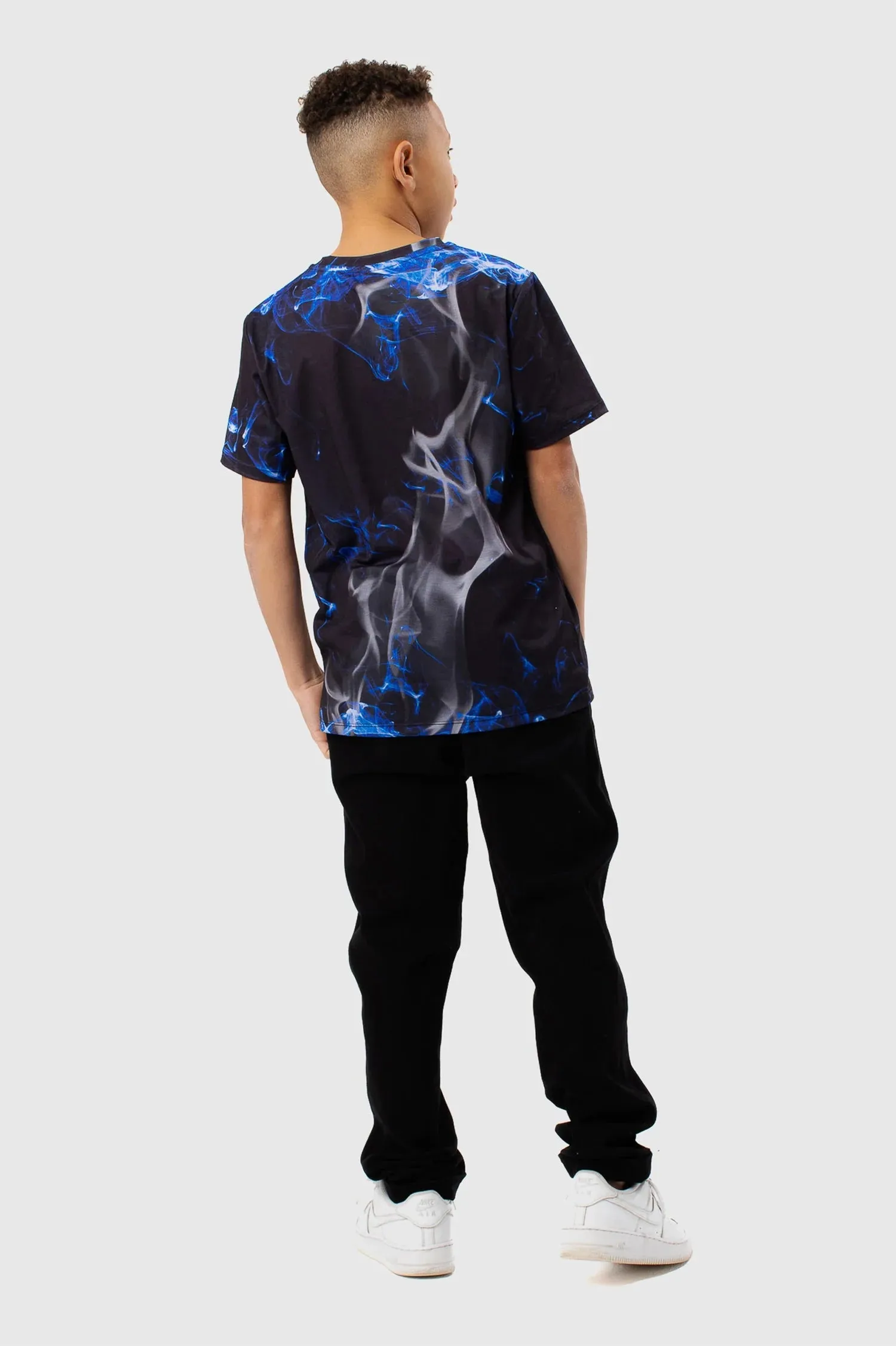 Hype Black Blue Flame T-Shirt Zuao-593