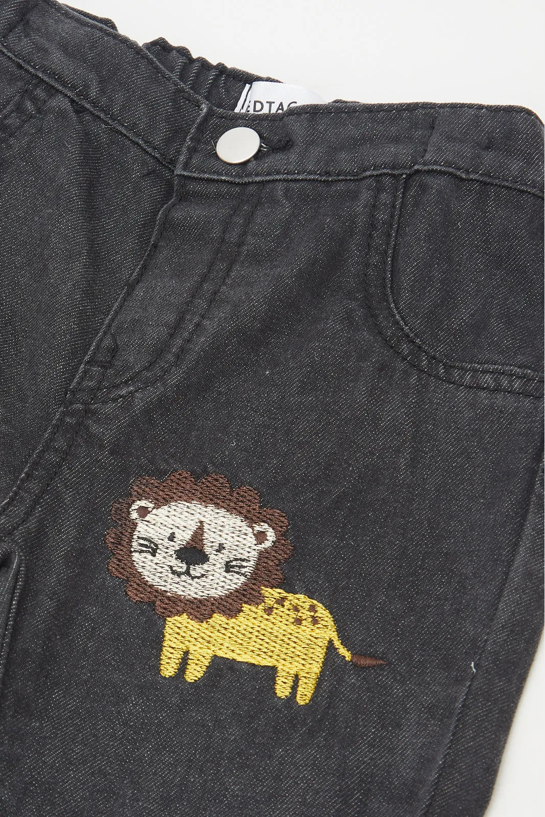 Infant Boys Black Lion Print Slim Fit Jeans