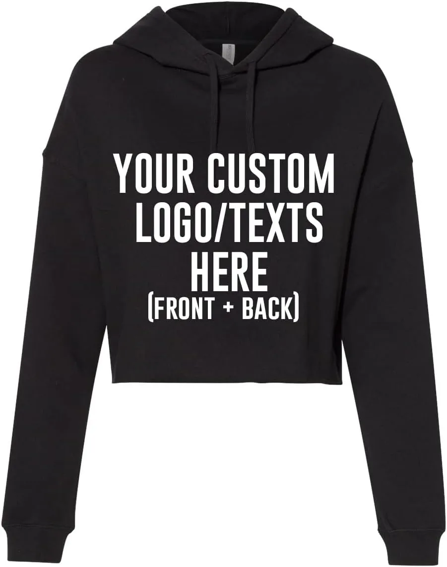 INK STITCH Women Afx64crp Custom Design Printing Front Back Lightweight Cropped Hoodies - Multicolors