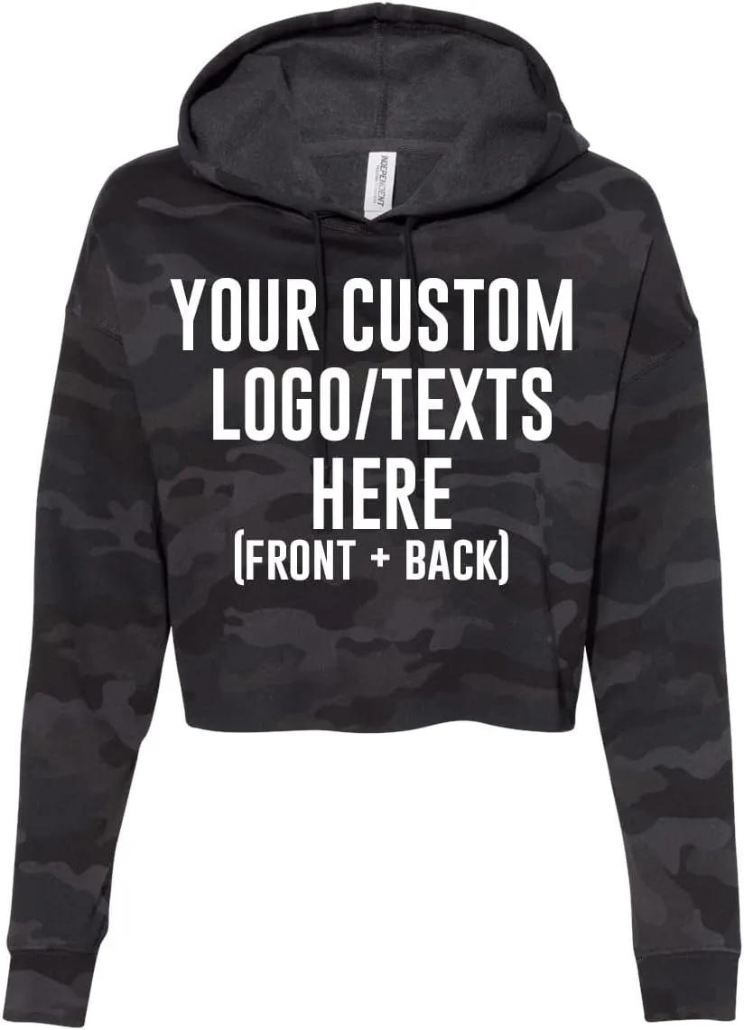 INK STITCH Women Afx64crp Custom Design Printing Front Back Lightweight Cropped Hoodies - Multicolors