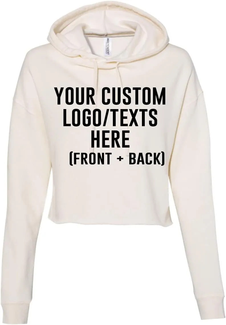 INK STITCH Women Afx64crp Custom Design Printing Front Back Lightweight Cropped Hoodies - Multicolors