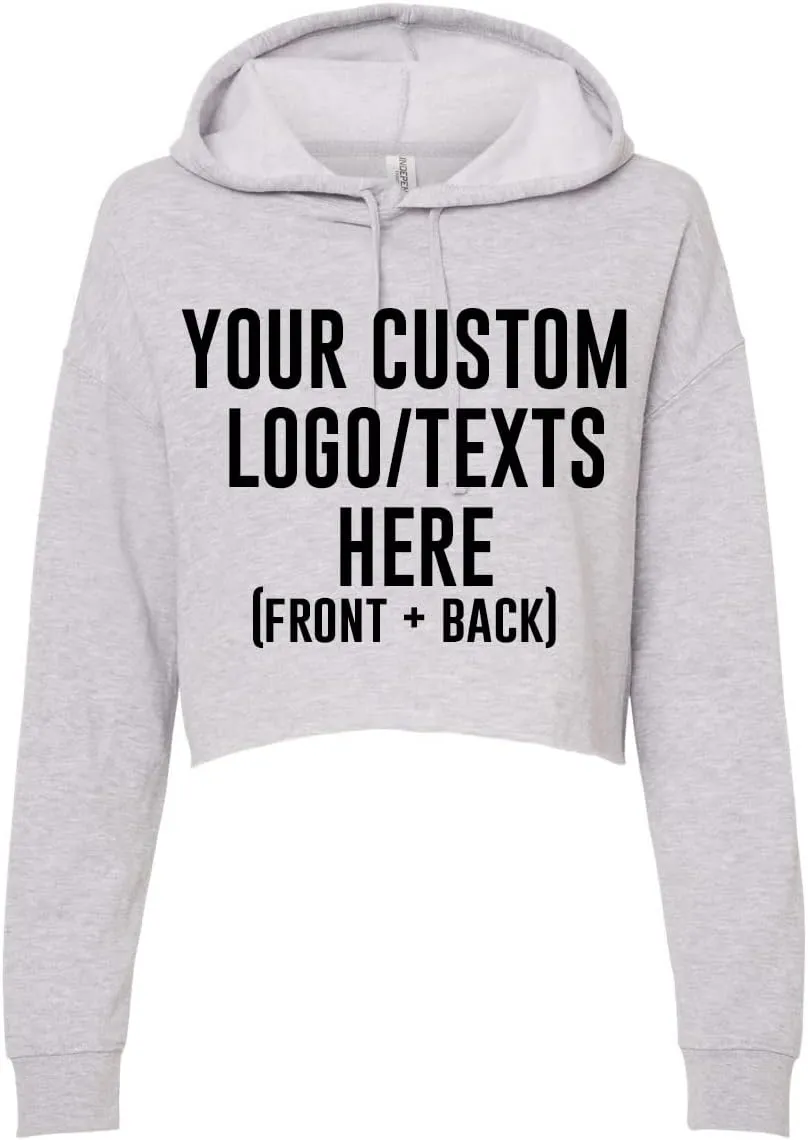INK STITCH Women Afx64crp Custom Design Printing Front Back Lightweight Cropped Hoodies - Multicolors