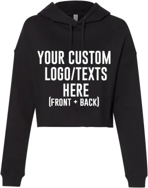 INK STITCH Women Afx64crp Custom Design Printing Front Back Lightweight Cropped Hoodies - Multicolors