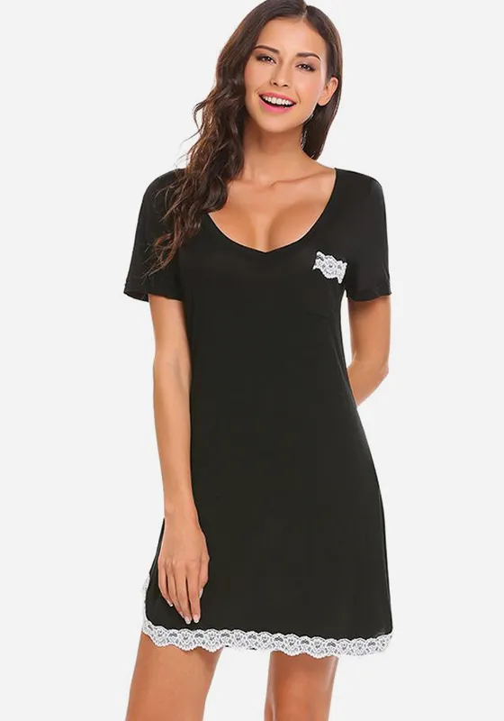 Izyan V-Neck Short Sleeve Nightdress