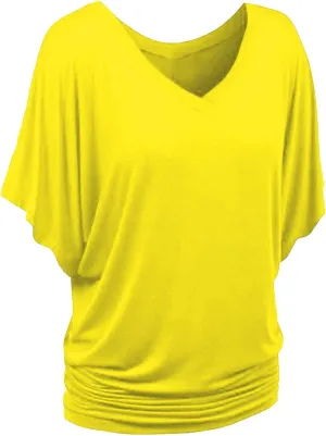 JOAU Women's V Neck Short Sleeve Batwing Dolman Top Blouses Summer Loose Casual Soft Comfy Ruched Shirts Plus Size