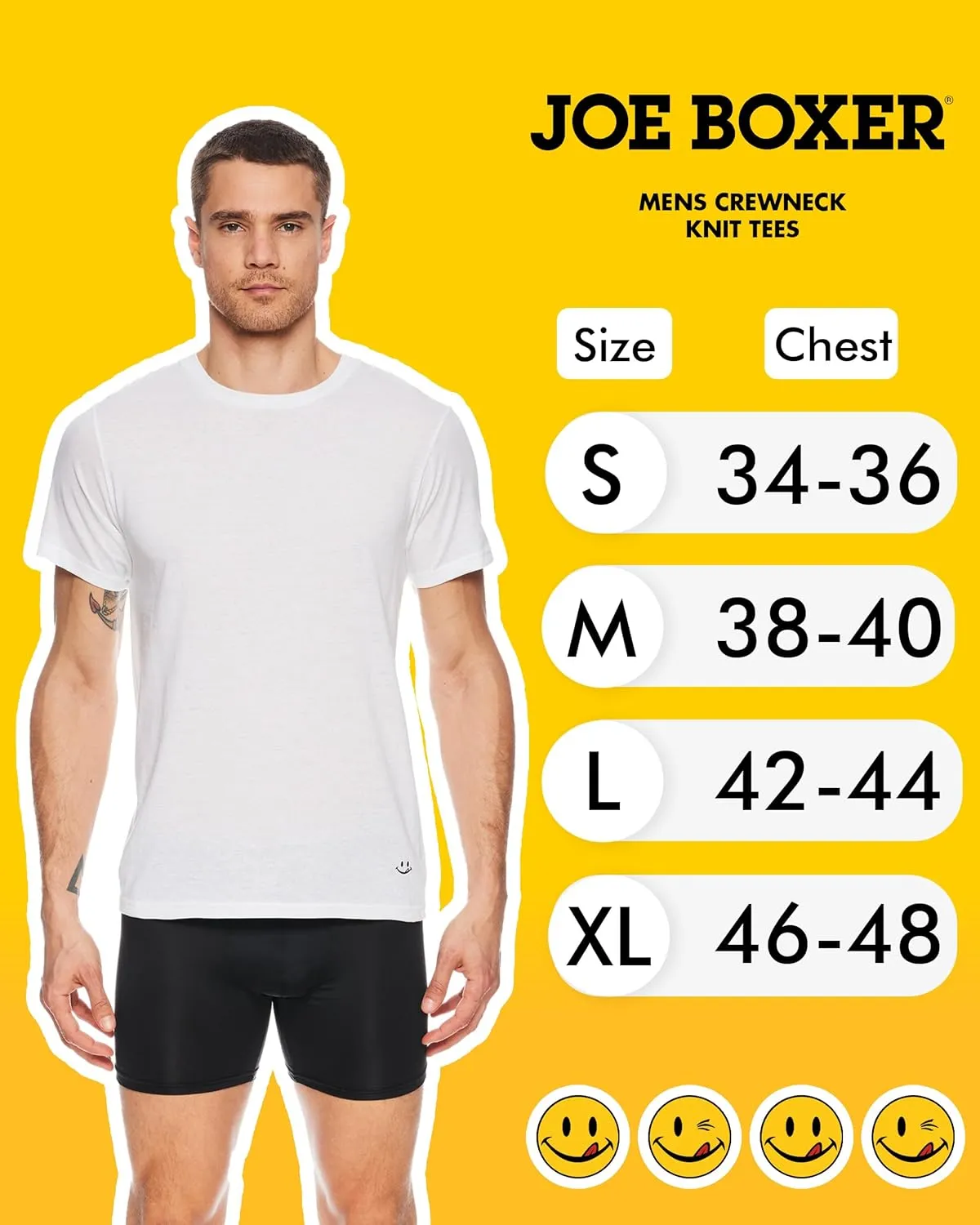 JOE BOXER Mens T-Shirts Pack of 4 - Crew Neck Undershirts for Men Pack of 4 - Mens White T Shirts