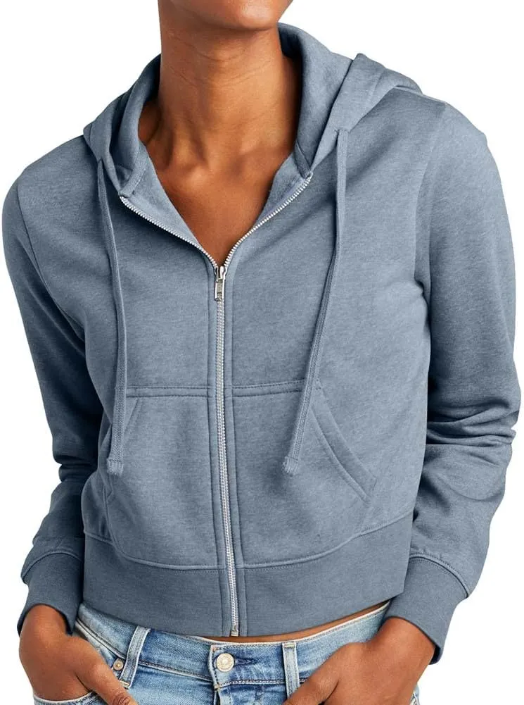 Joe's USA Ladies Fleece Full-Zip Cropped Hoodies in XS-4XL