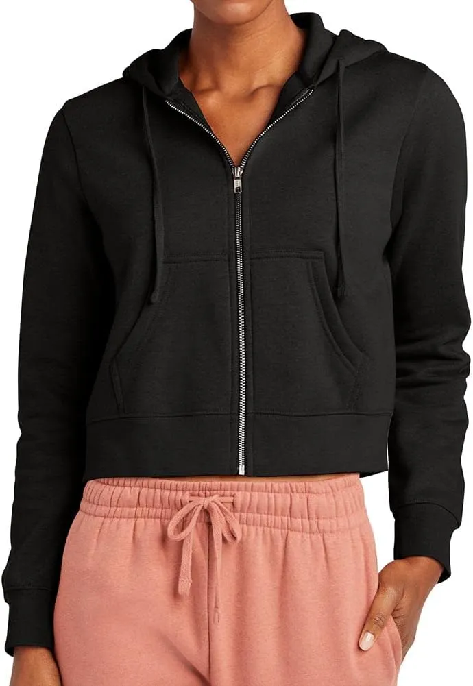 Joe's USA Ladies Fleece Full-Zip Cropped Hoodies in XS-4XL
