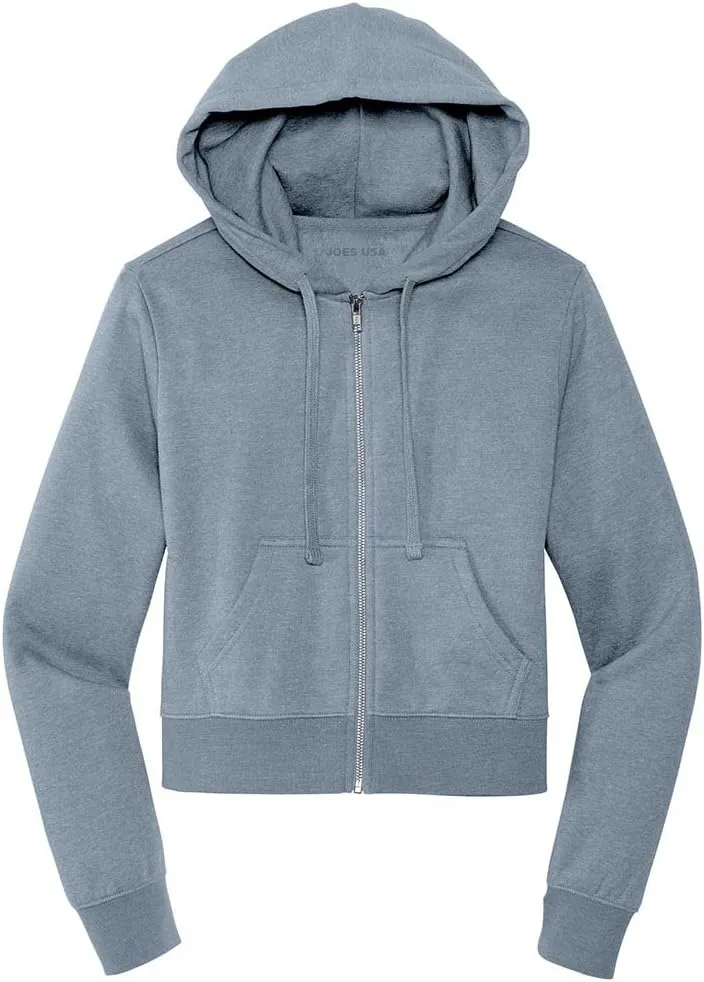 Joe's USA Ladies Fleece Full-Zip Cropped Hoodies in XS-4XL