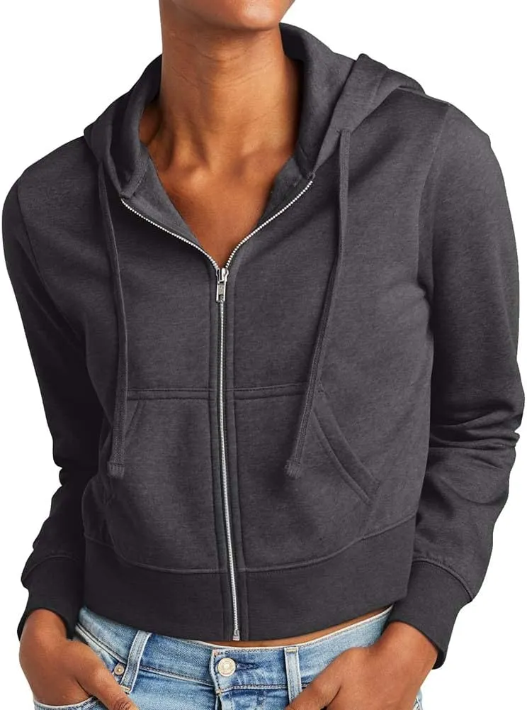 Joe's USA Ladies Fleece Full-Zip Cropped Hoodies in XS-4XL