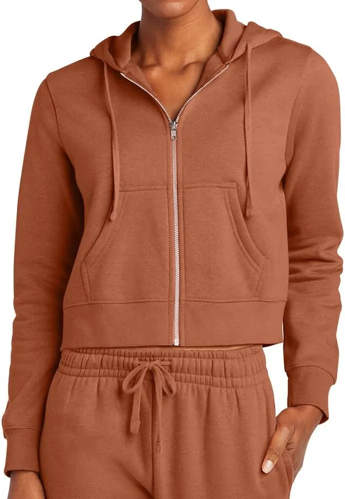 Joe's USA Ladies Fleece Full-Zip Cropped Hoodies in XS-4XL