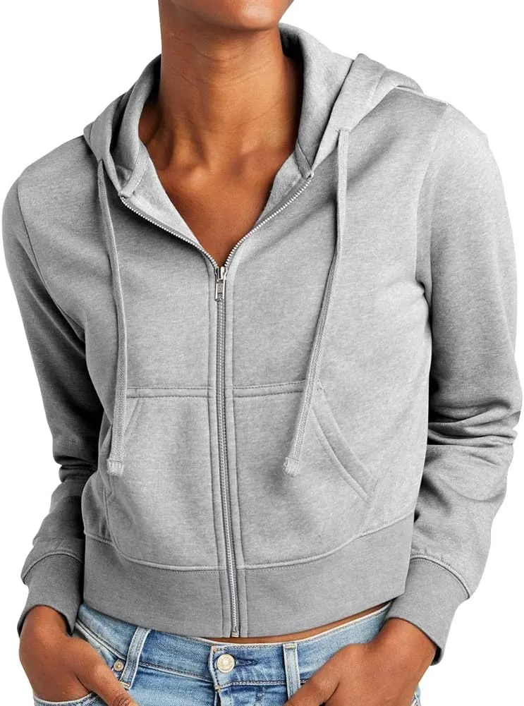Joe's USA Ladies Fleece Full-Zip Cropped Hoodies in XS-4XL