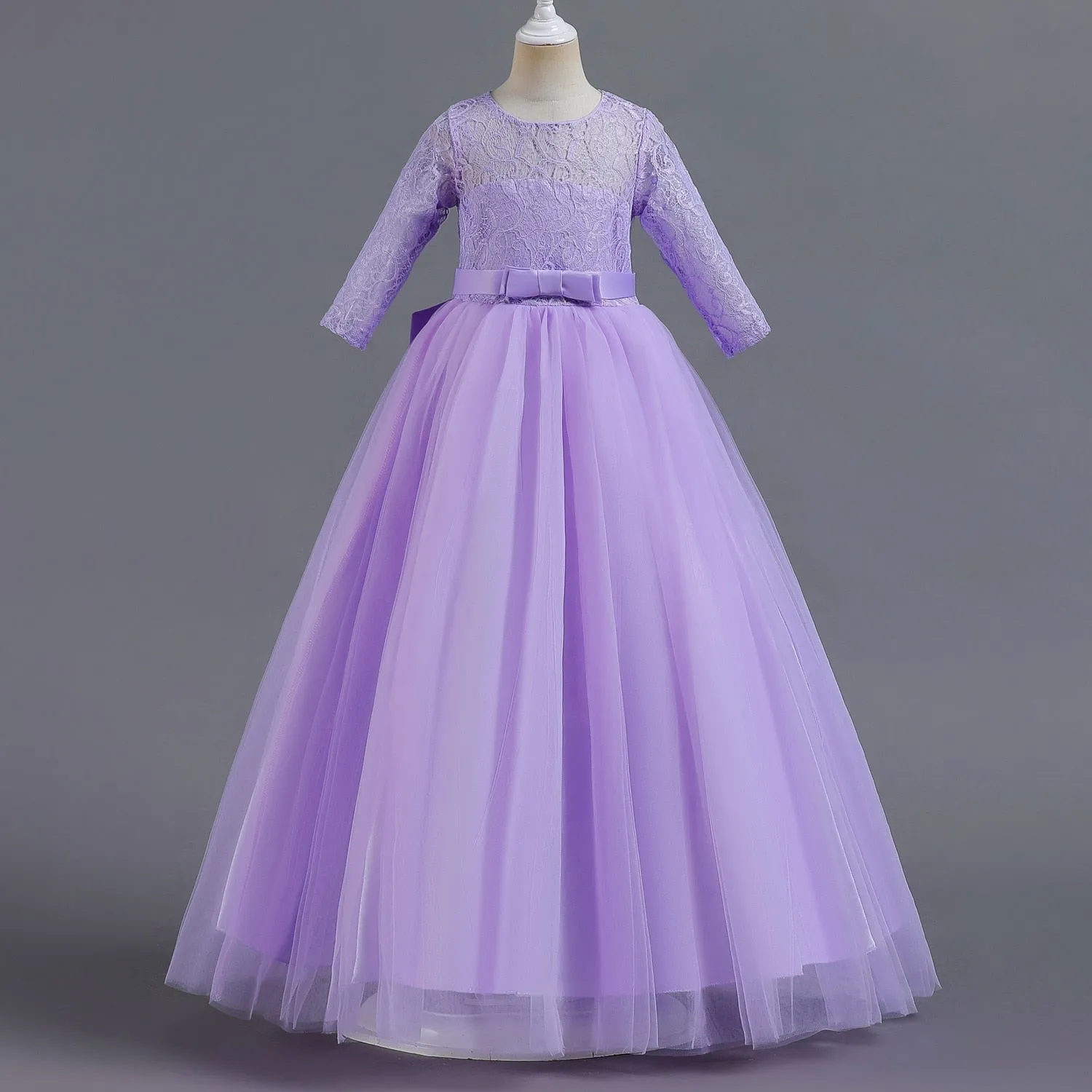 Kids Girl Lace Pageant Long Gown Princess Party Formal Evening Dress - KGD8342