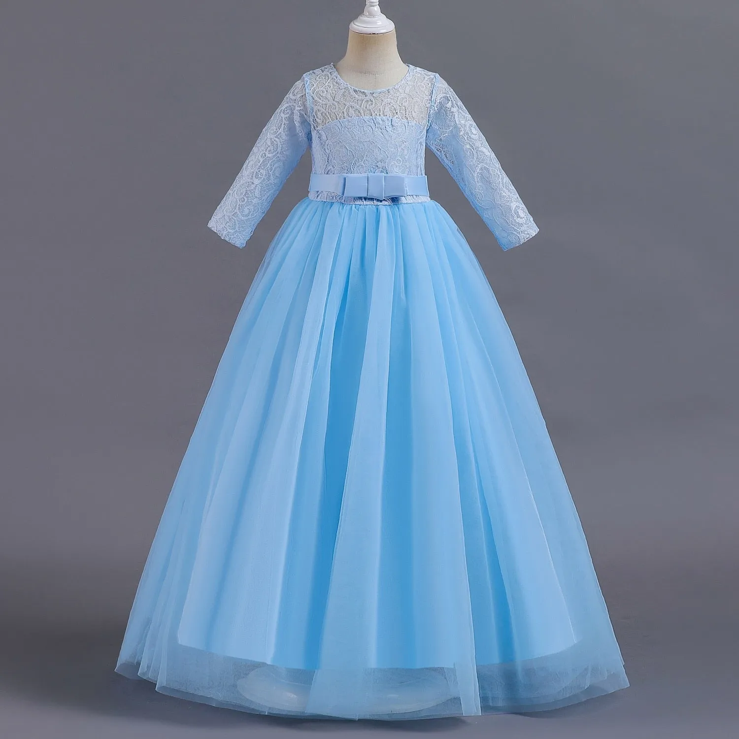 Kids Girl Lace Pageant Long Gown Princess Party Formal Evening Dress - KGD8342