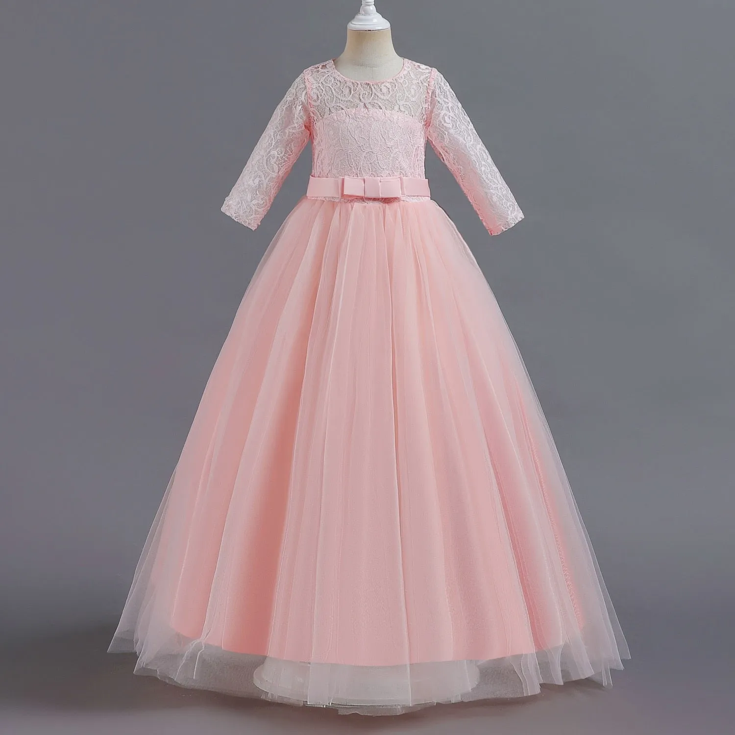 Kids Girl Lace Pageant Long Gown Princess Party Formal Evening Dress - KGD8342
