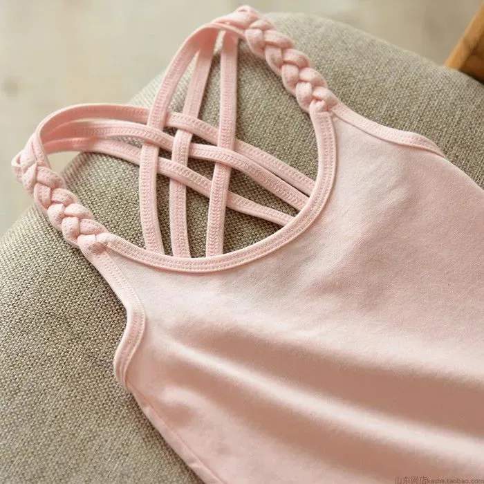 Kids Girls Cotton Camisole Knitted Tank Tops